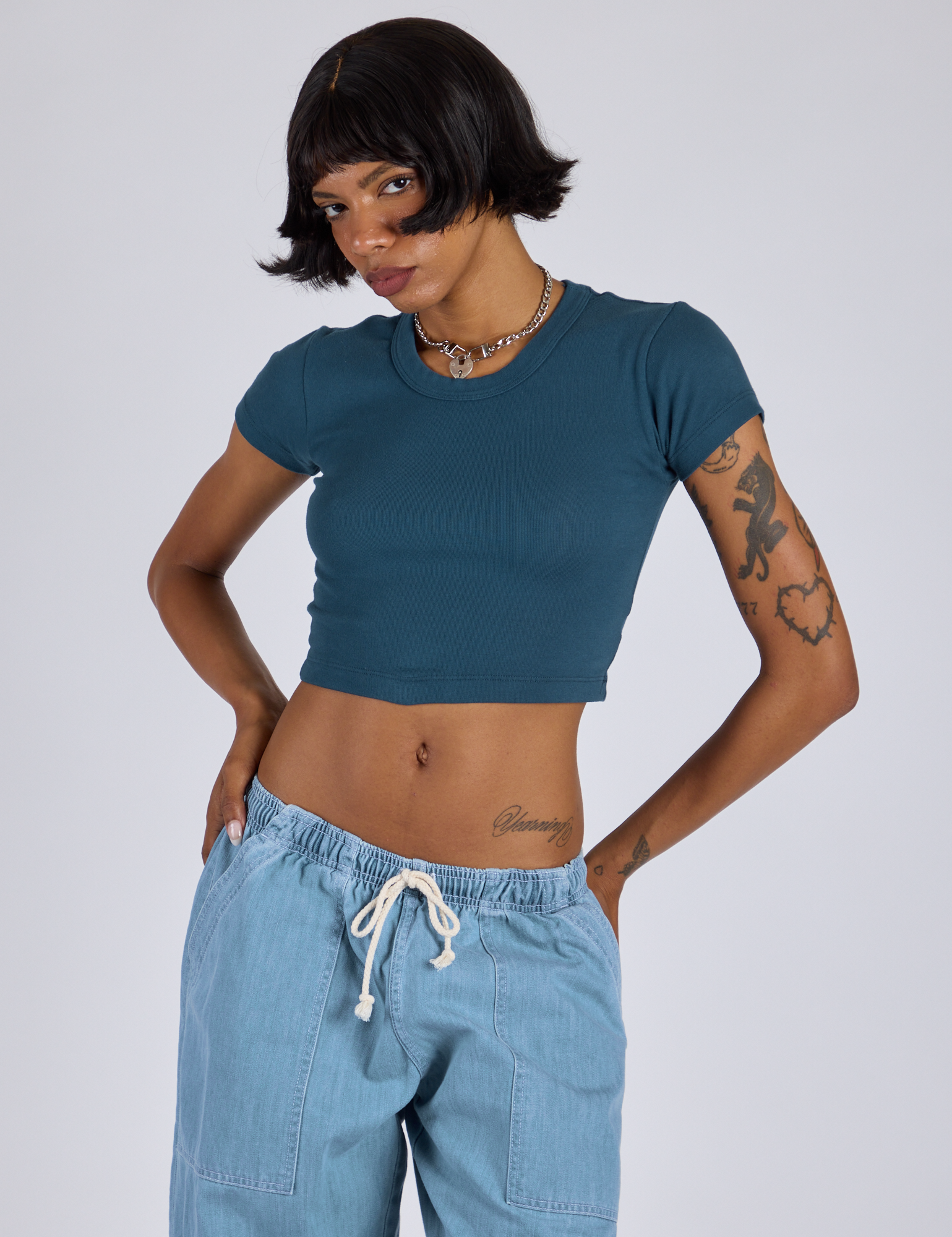 Cropped Baby Tee - Lagoon