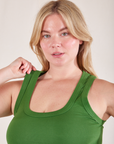 Cropped Tank Top in Lawn Green front close up on Lish