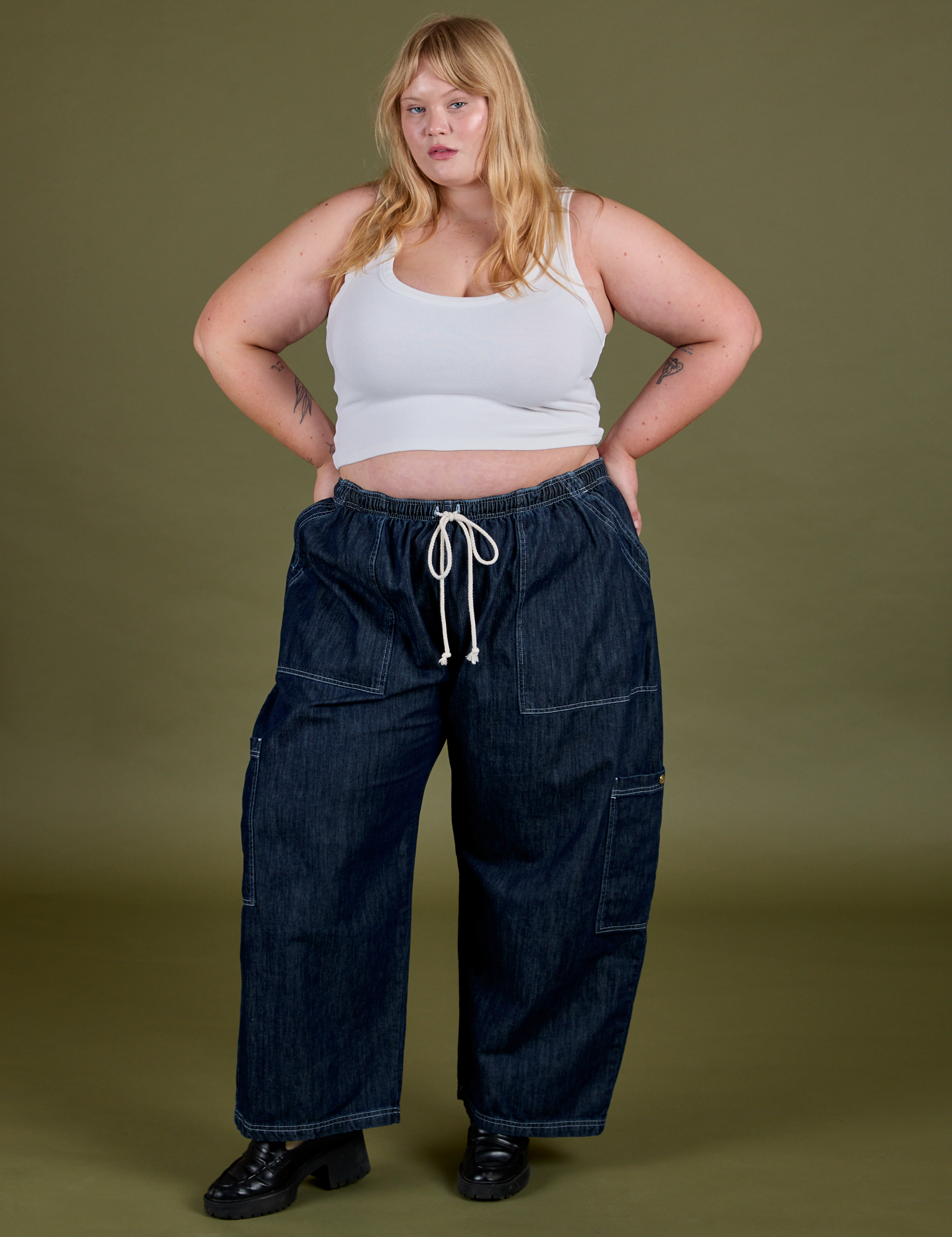 TRY-A-STYLE - Denim Drop Pocket Pants - Dark Wash *FINAL SALE*