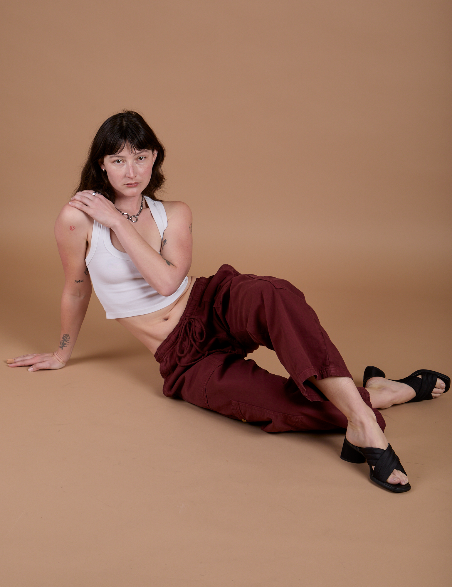 Drop Pocket Cargo Pants - Red Wine