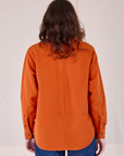 Flannel Overshirt in Burnt Orange back view on Alex