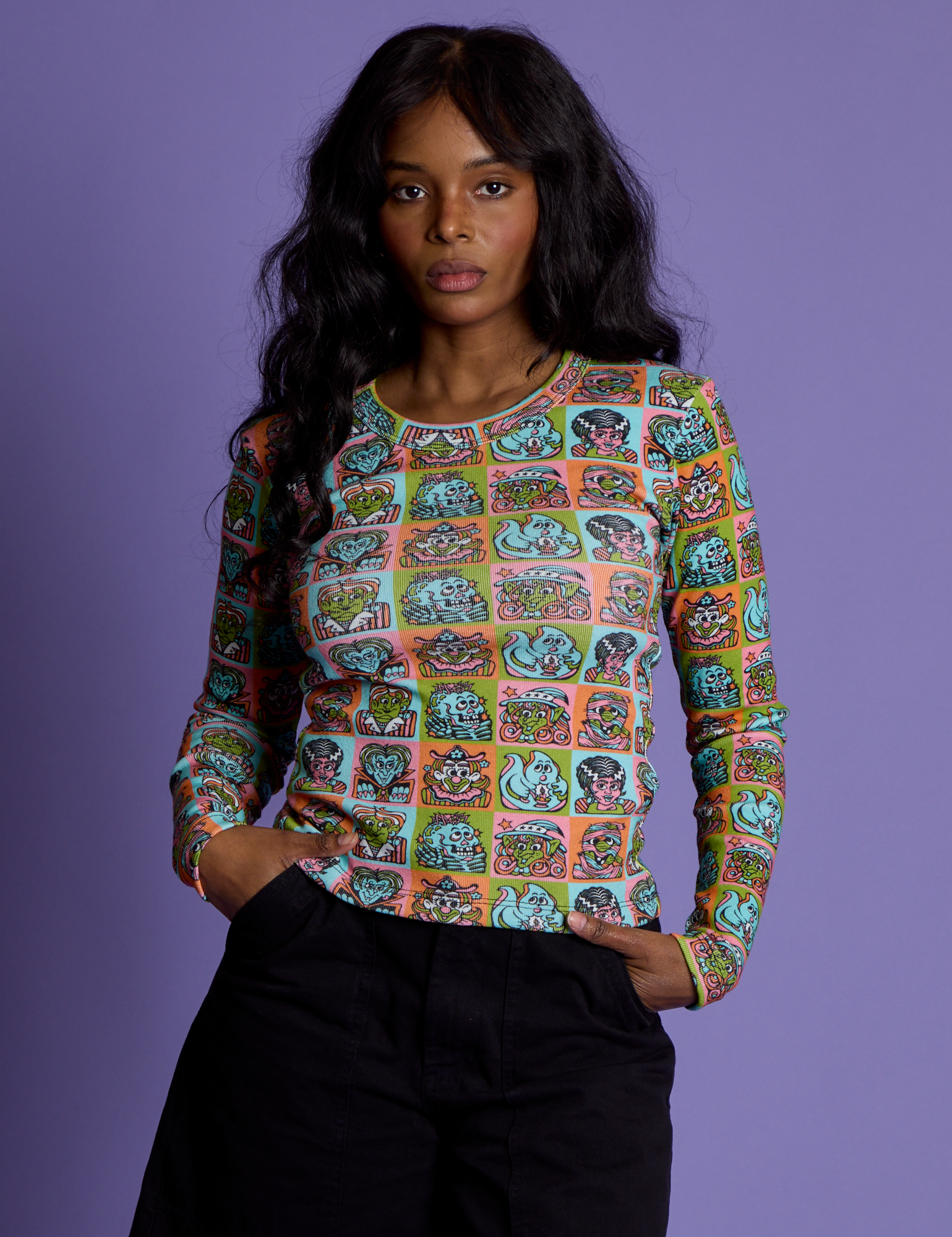 *PRE-ORDER* Long Sleeve Baby Tee - Halloween Icons
