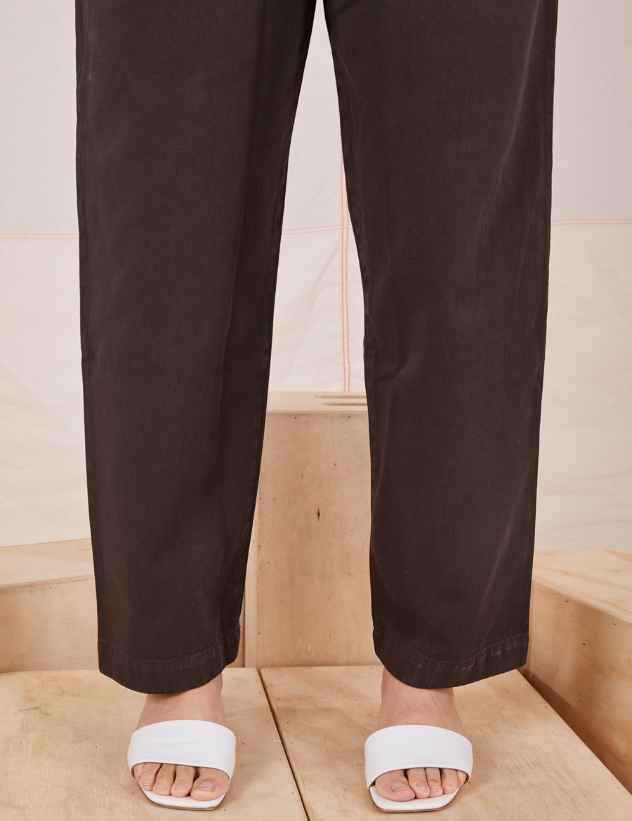 Pant leg close up of Heavyweight Trousers in Espresso Brown on Tiara