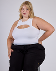 Juliet Wearing the Porthole Tank in Vintage Tee White