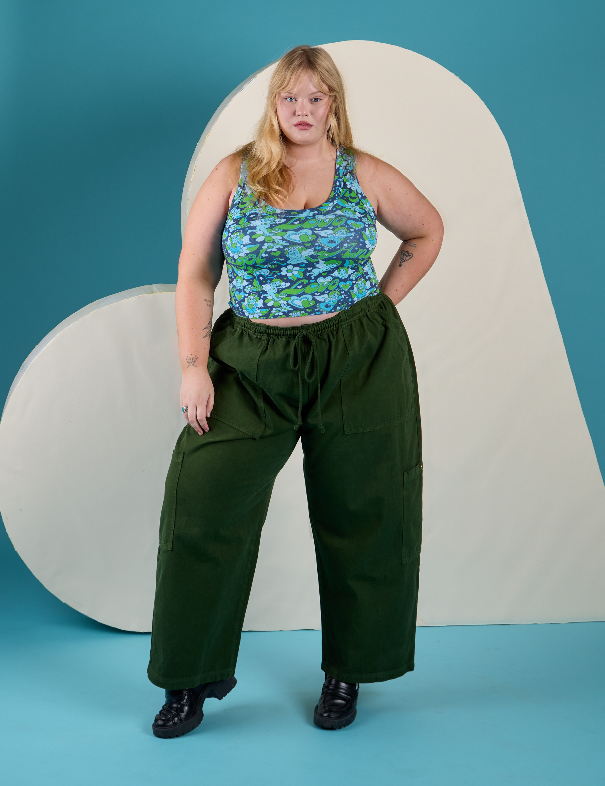 Cropped Tank Top - Angel Print