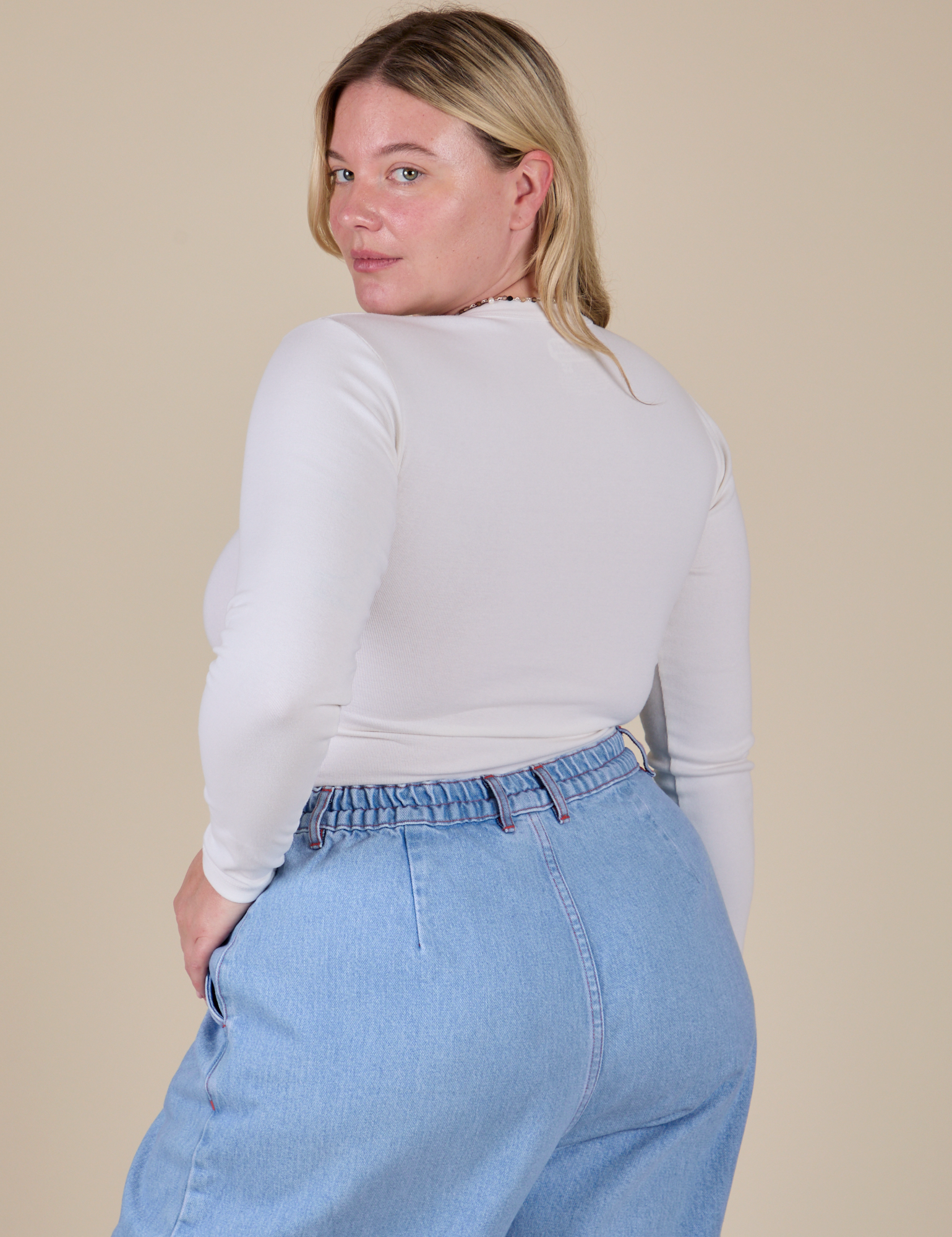 Long Sleeve Baby Tee - Vintage Tee Off-White