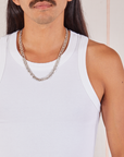 Racerback Tank in Vintage Tee Off-White front close up on Anthony