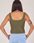 Square Neck Tank in Surplus Green back view on Anthony