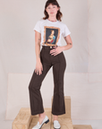 Alex is wearing Masters Organic Tee in Lady With An Ermine tucked into espresso brown Western Pants