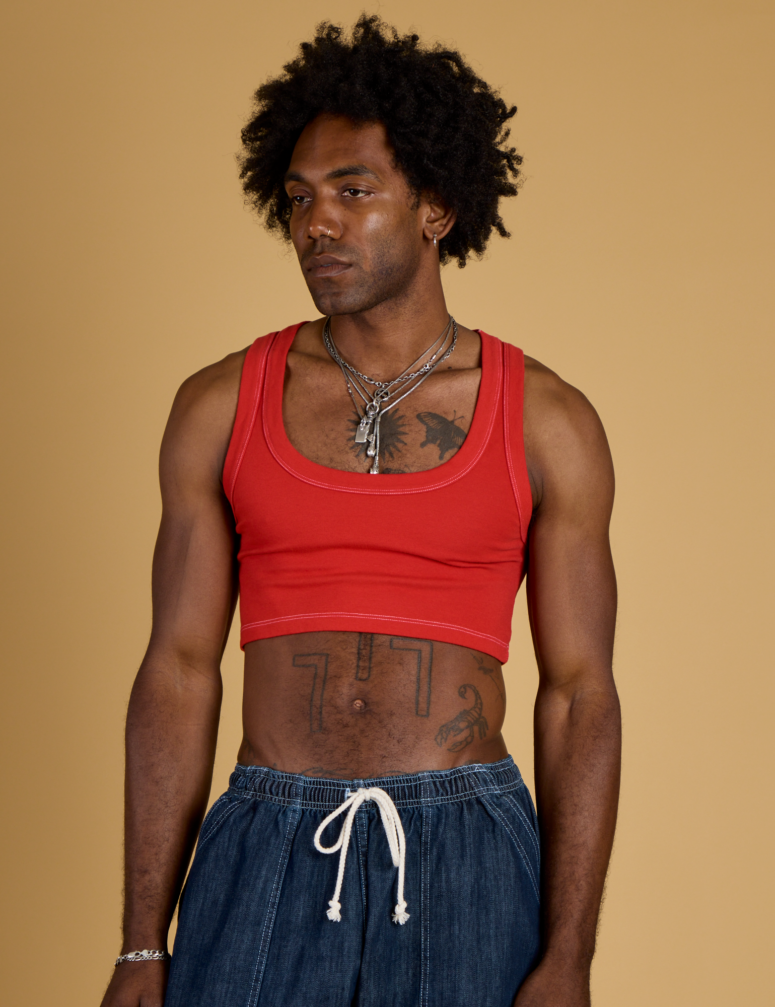 Contrast Stitch Mini Tank - Mustang Red