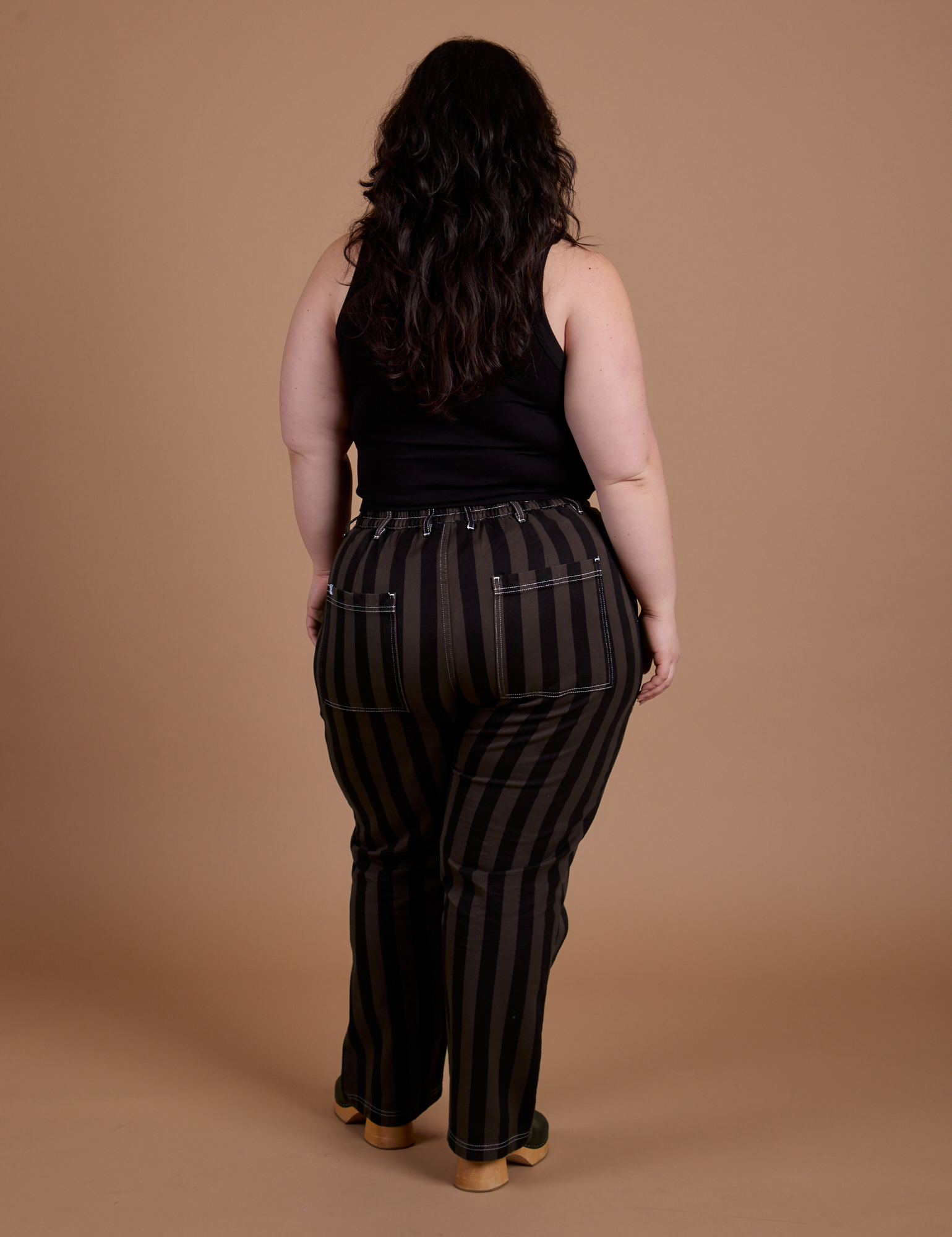 Black Stripe Work Pants - Espresso Brown