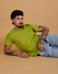 Organic Vintage Tee in Gross Green worn by Jesse