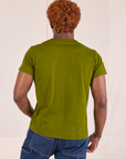 Organic Vintage Tee in Summer Olive back view on Issac