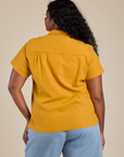 Pantry Button-Up in Mustard Yellow back view on Meghna