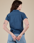 Pantry Button-Up in French Blue back view on Alex