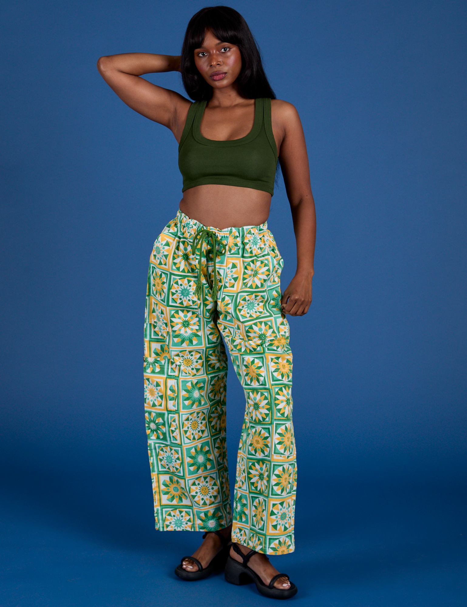 Drop Pocket Cargo Pants - Spring Quilt Print