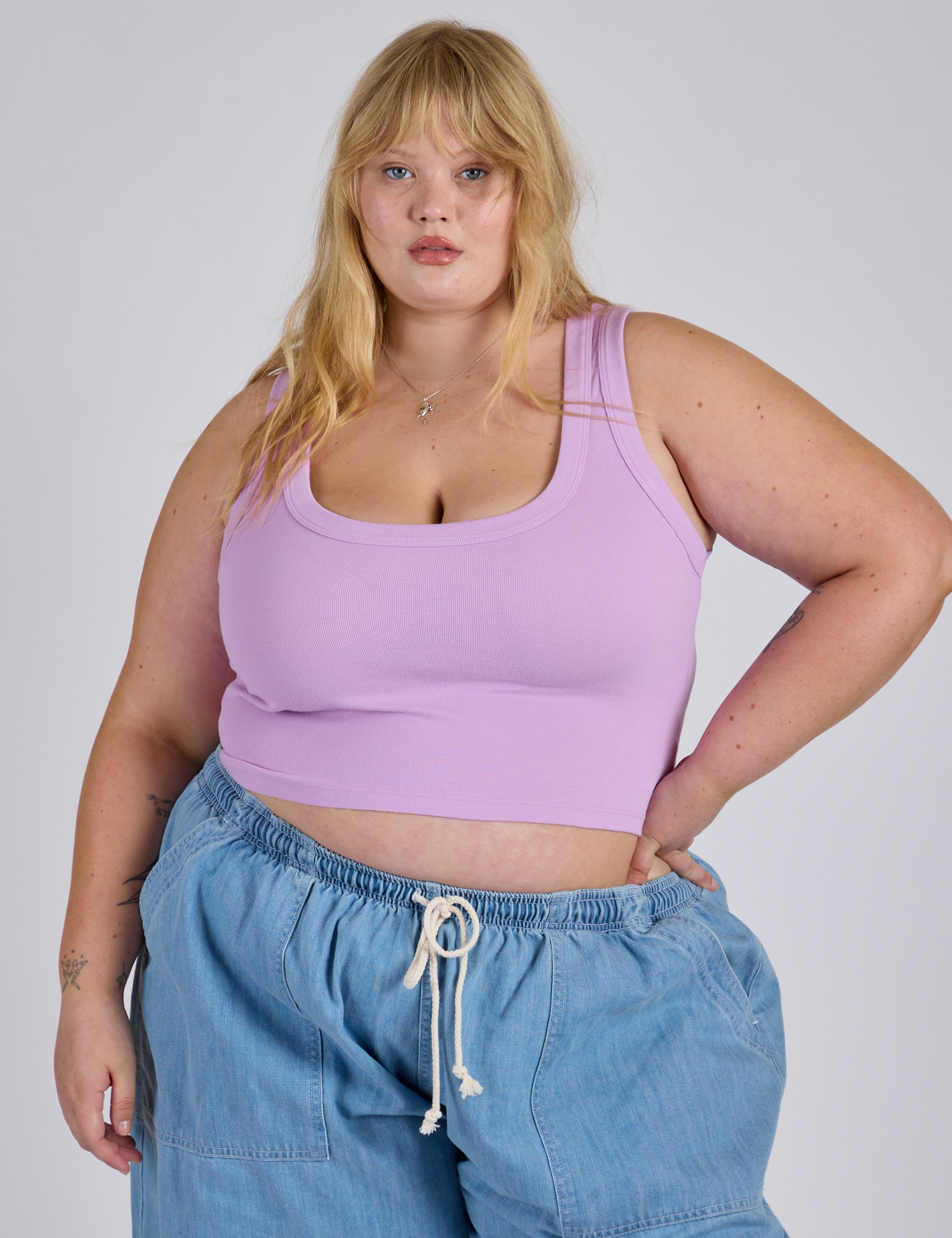 Cropped Tank Top - Lilac Purple
