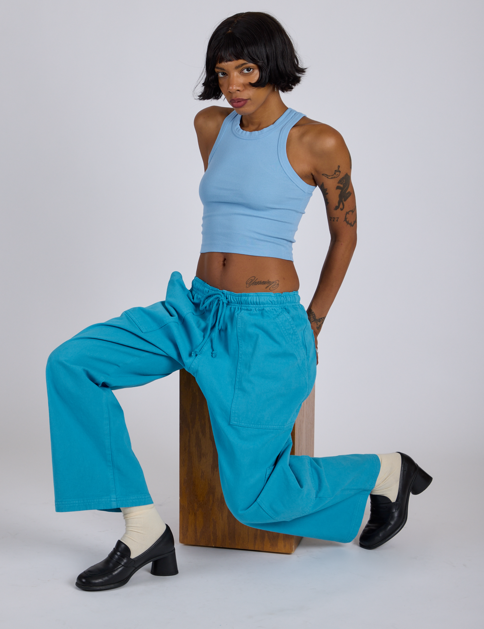 Drop Pocket Cargo Pants - Hawaiian Blue