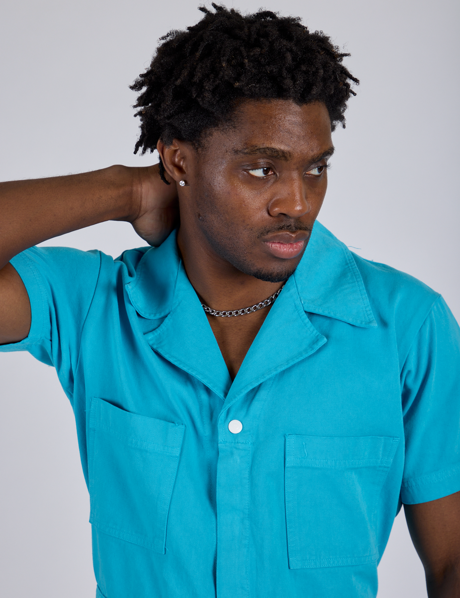 Short Sleeve Jumpsuit - Hawaiian Blue