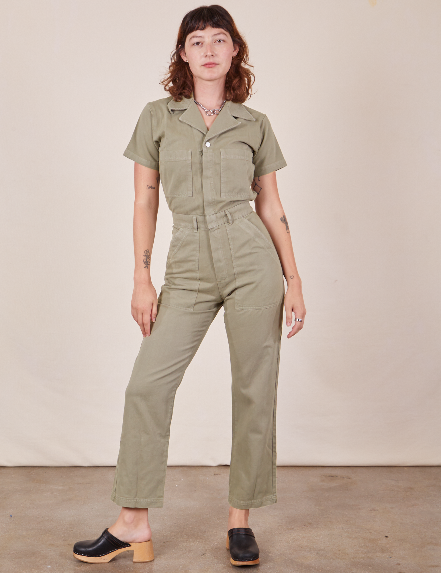 SHORT SLEEVE JUMPSUIT - Khaki