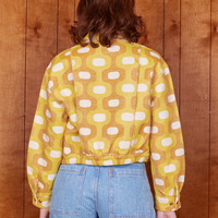 Back view of Jacquard Ricky Jacket in Yellow worn by Alex