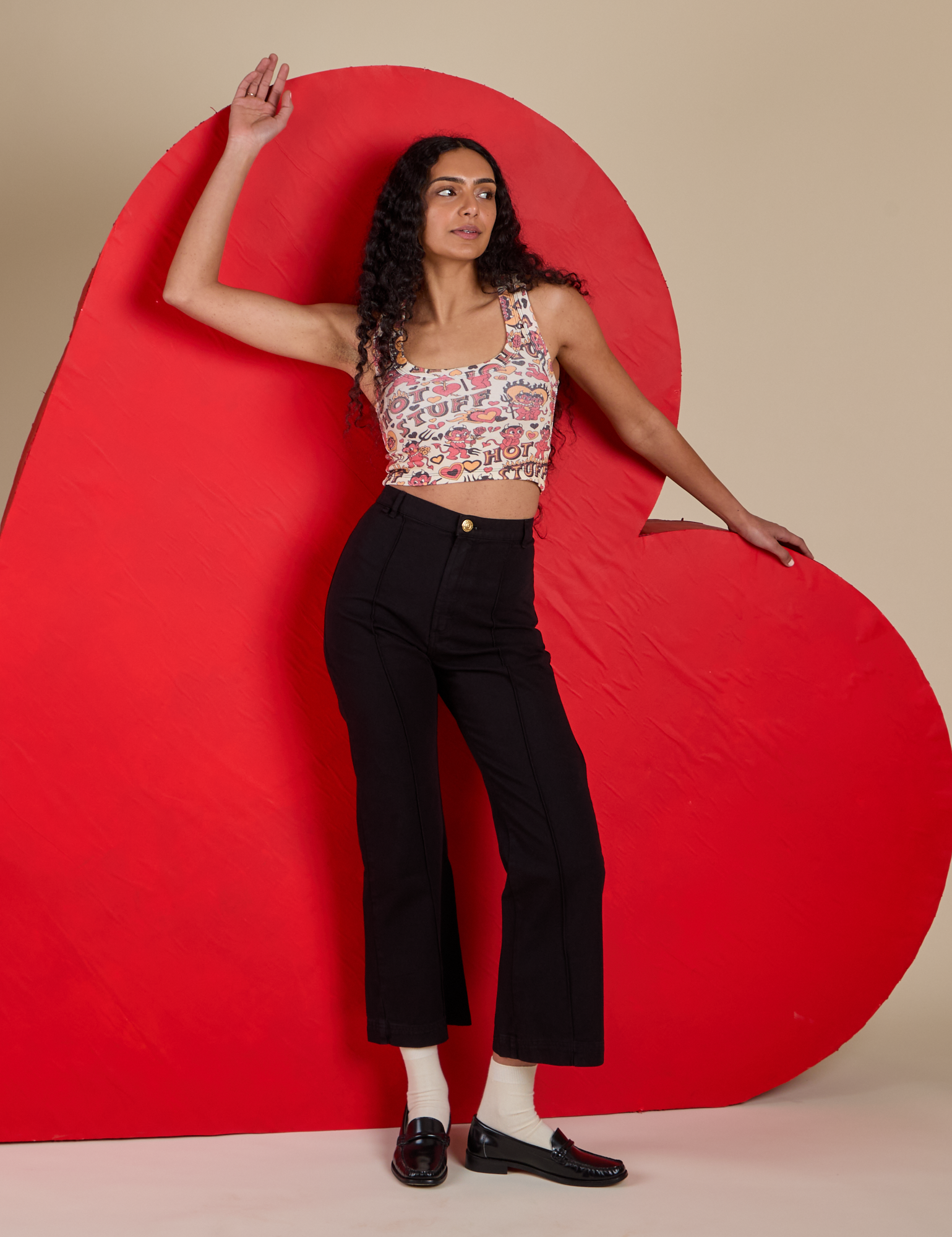 Cropped Tank Top - Hot Stuff Print