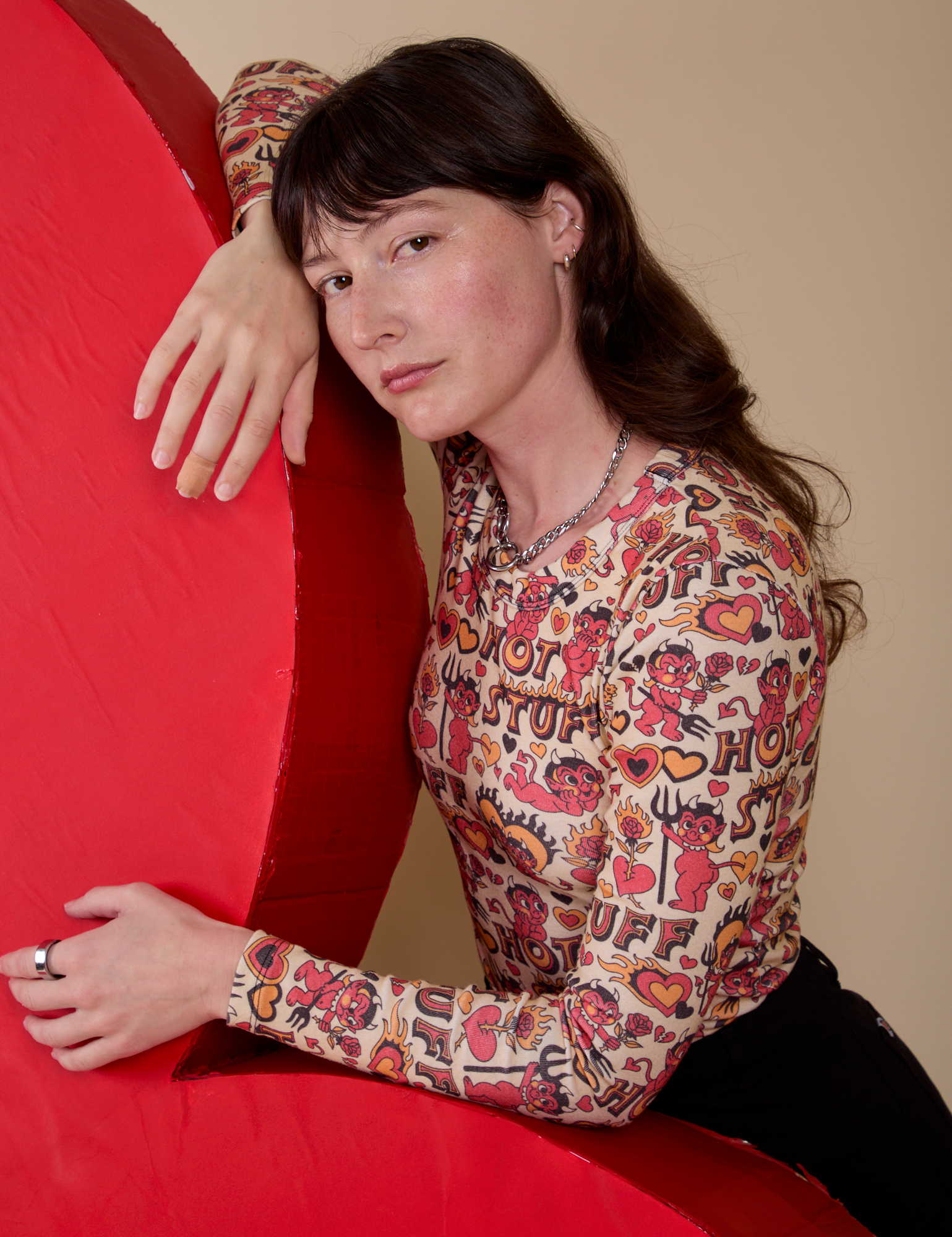 Long Sleeve Baby Tee - Hot Stuff Print