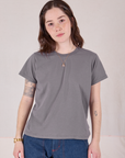 Hana is wearing Organic Vintage Tee in Washed Grey