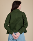 Denim Work Jacket in Evergreen back view on Alex