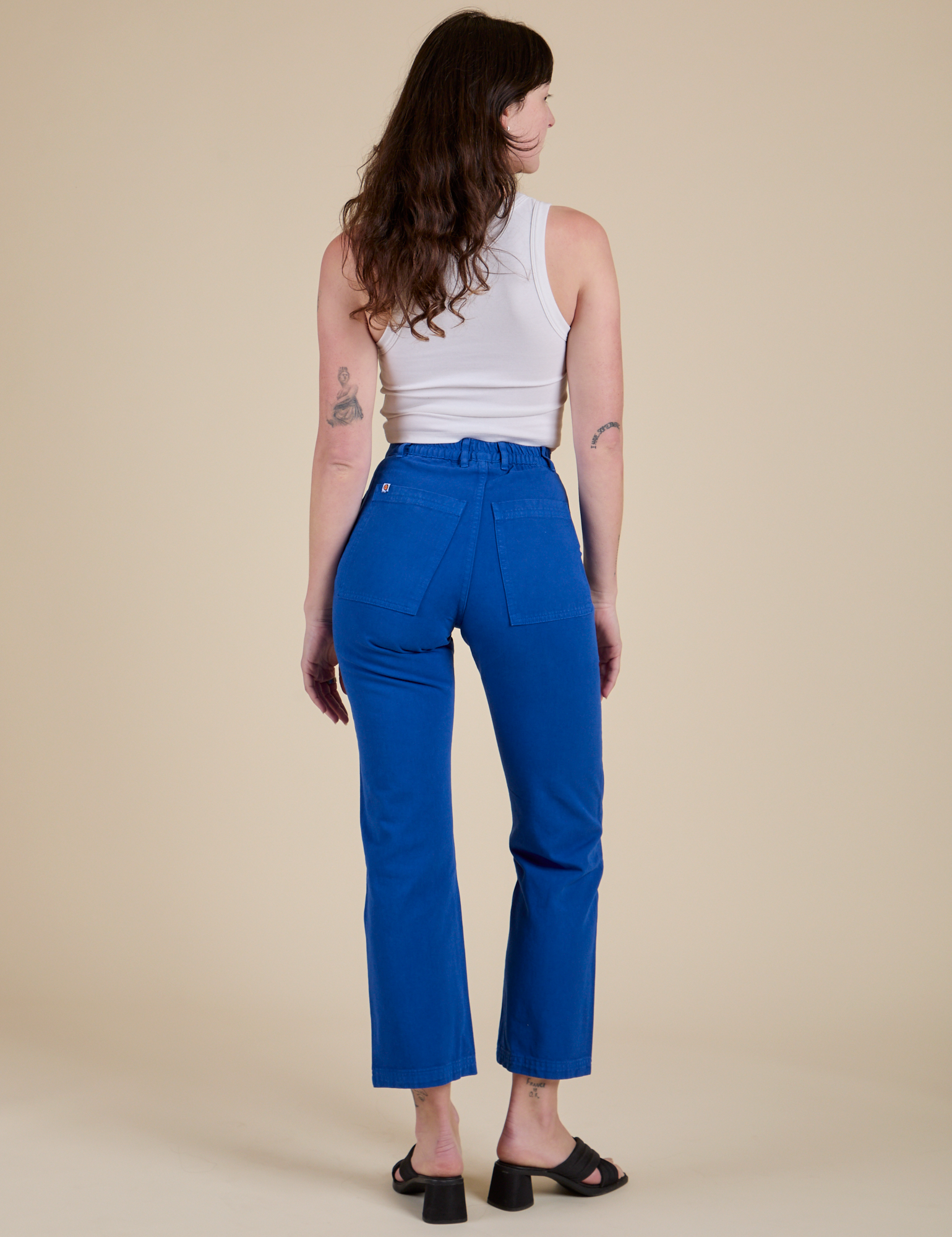 Work Pants in Royal Blue back view on Alex