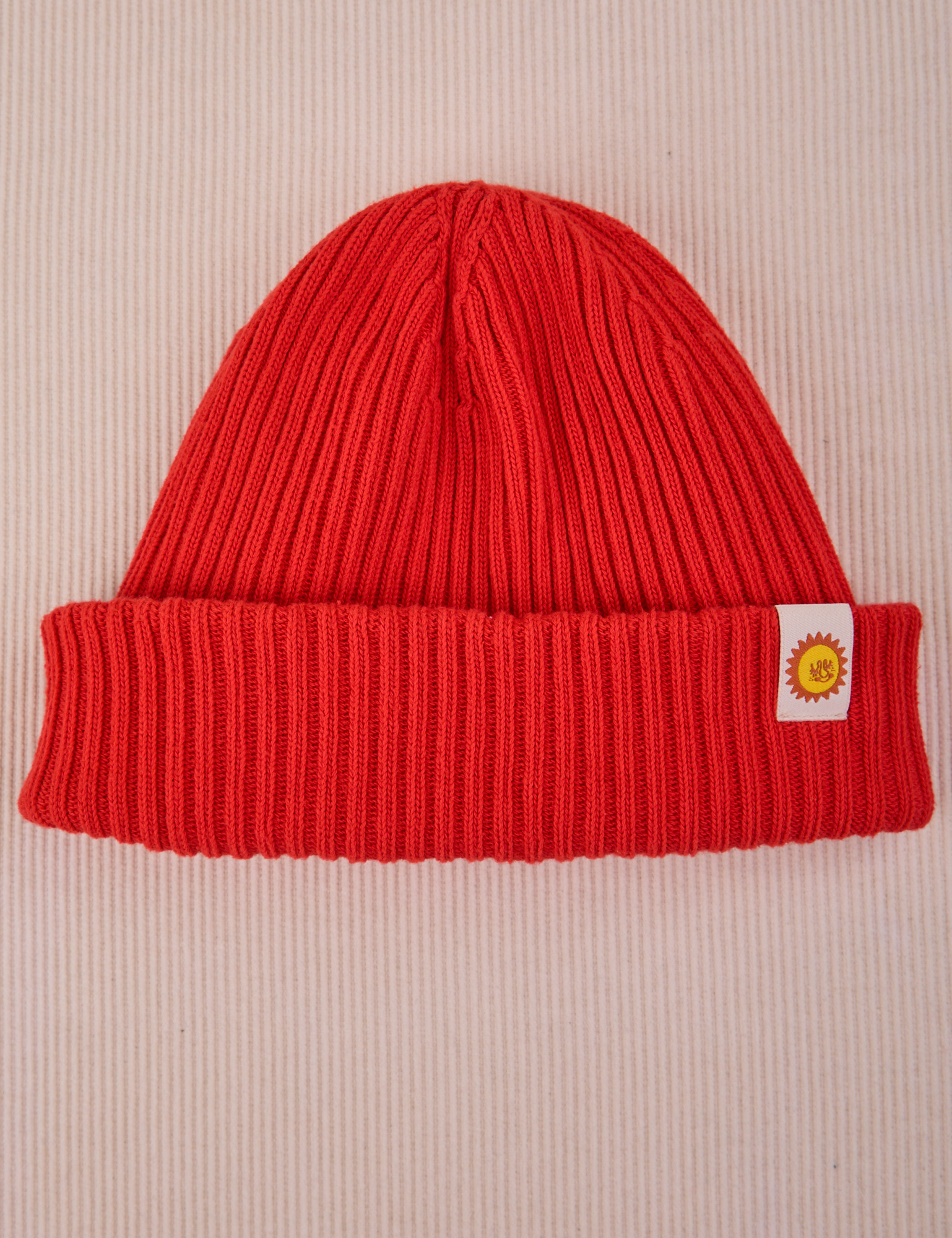 Ribbed Beanie in Mustang Red