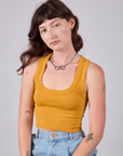 Cropped Tank Top in Mustard Yellow worn by Alex