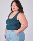 Cropped Tank Top in Lagoon side view on Ashley