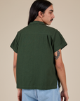 Pantry Button-Up in Swamp Green back view on Anthony