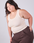 Tank Top in Vintage Tee Off-White angled front view on Ashley
