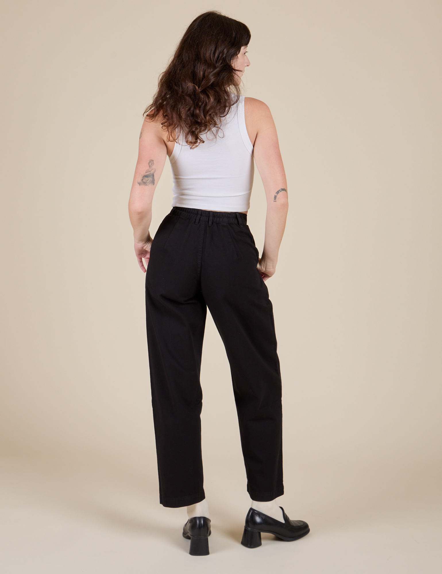 Heavyweight Trousers in Basic Black back view on Alex