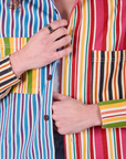 Cropped Overshirt in Mixed Stripe close up on Alex