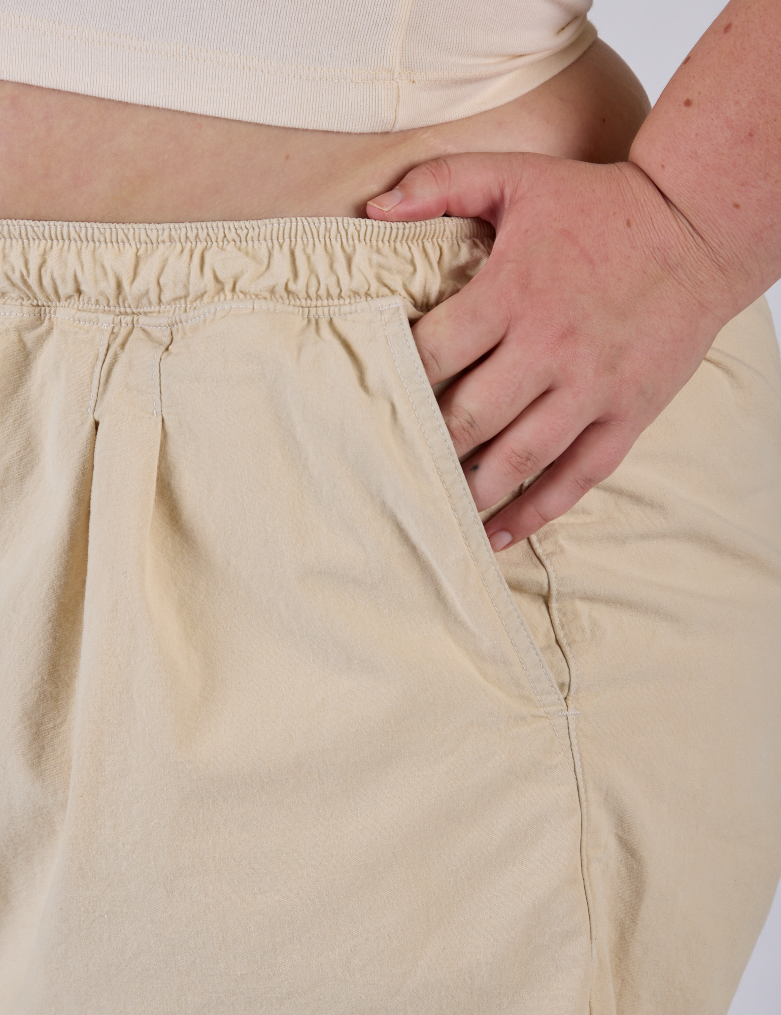 Pleated Pull-On Pants - Vintage Off-White