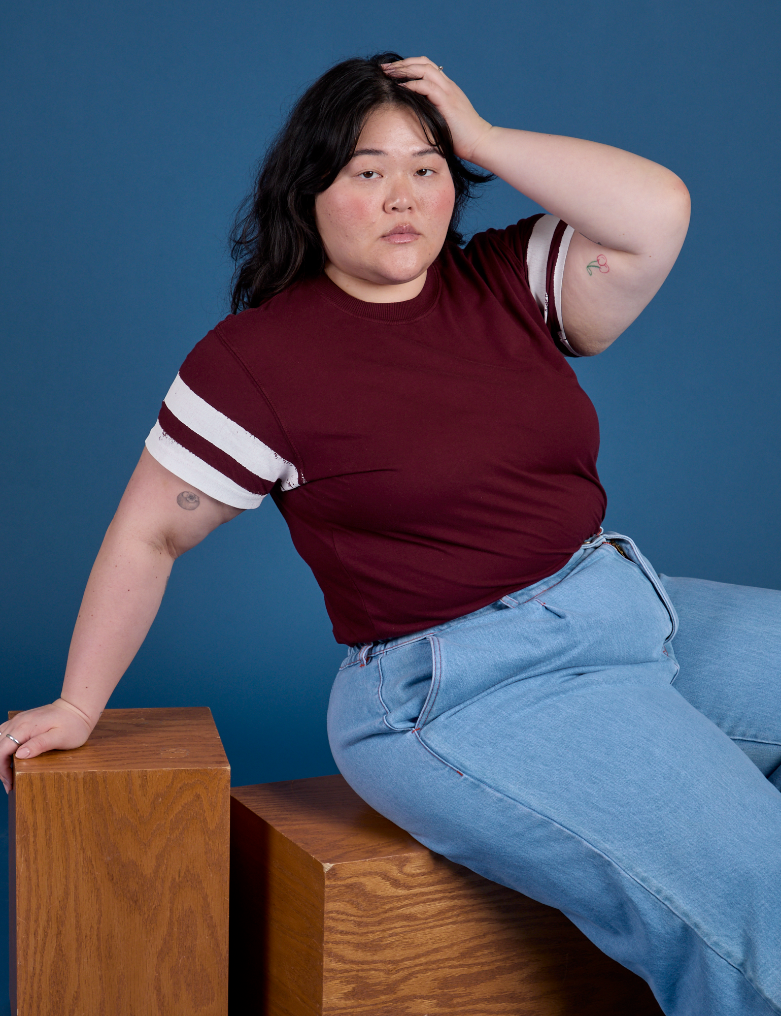 Painted Vintage Tee - Red Wine