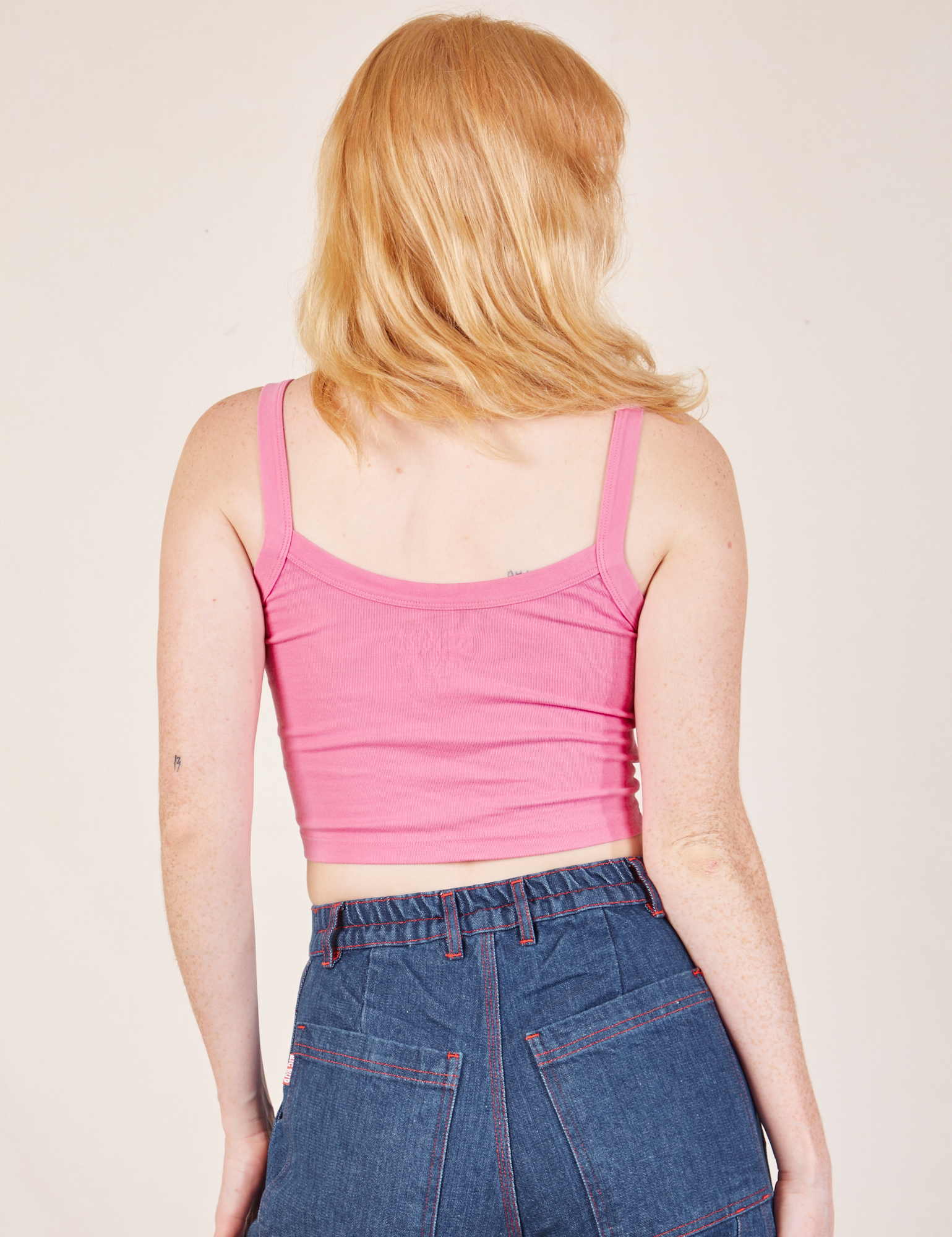 Cropped Cami in Bubblegum Pink back view on Margaret