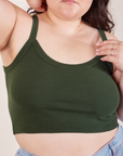 Cropped Cami in Swamp Green front close up on Ashley