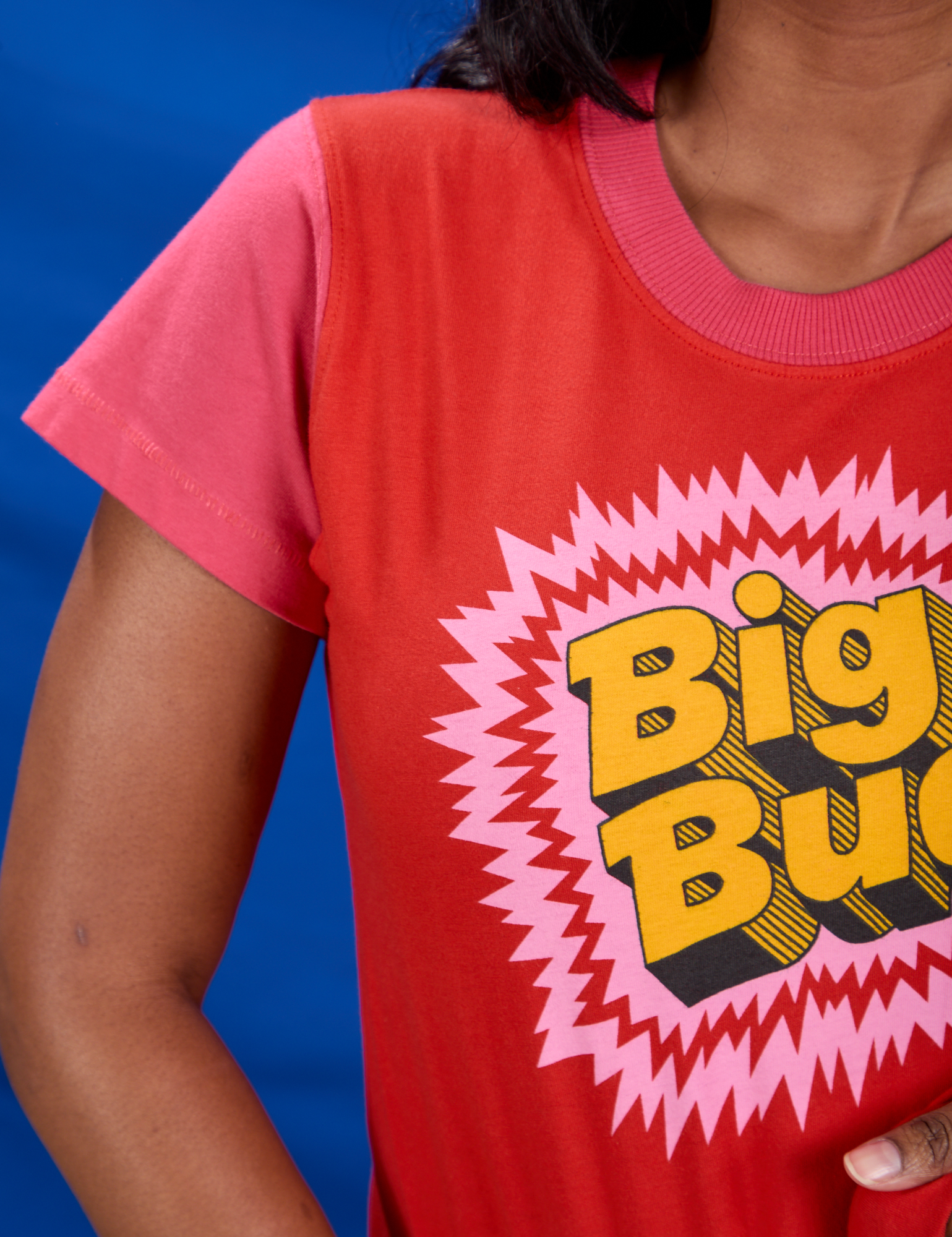 Vintage Tee in Pop Rocks Explosion front close up on Kandia