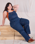 Carpenter Overalls in Dark Wash worn by Ashley