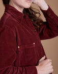 Cropped Corduroy Overshirt - Red Wine