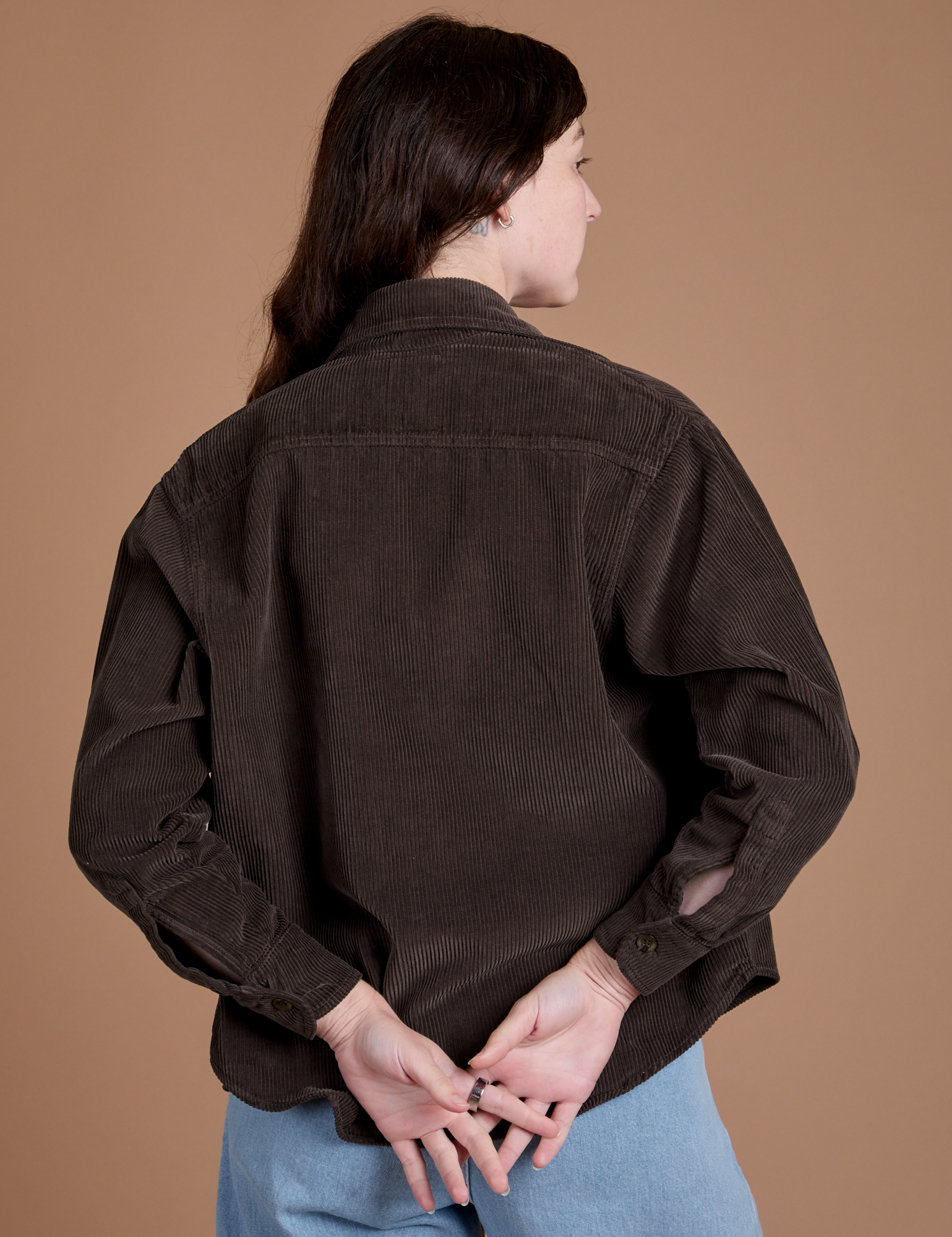 Cropped Corduroy Overshirt - Espresso Brown