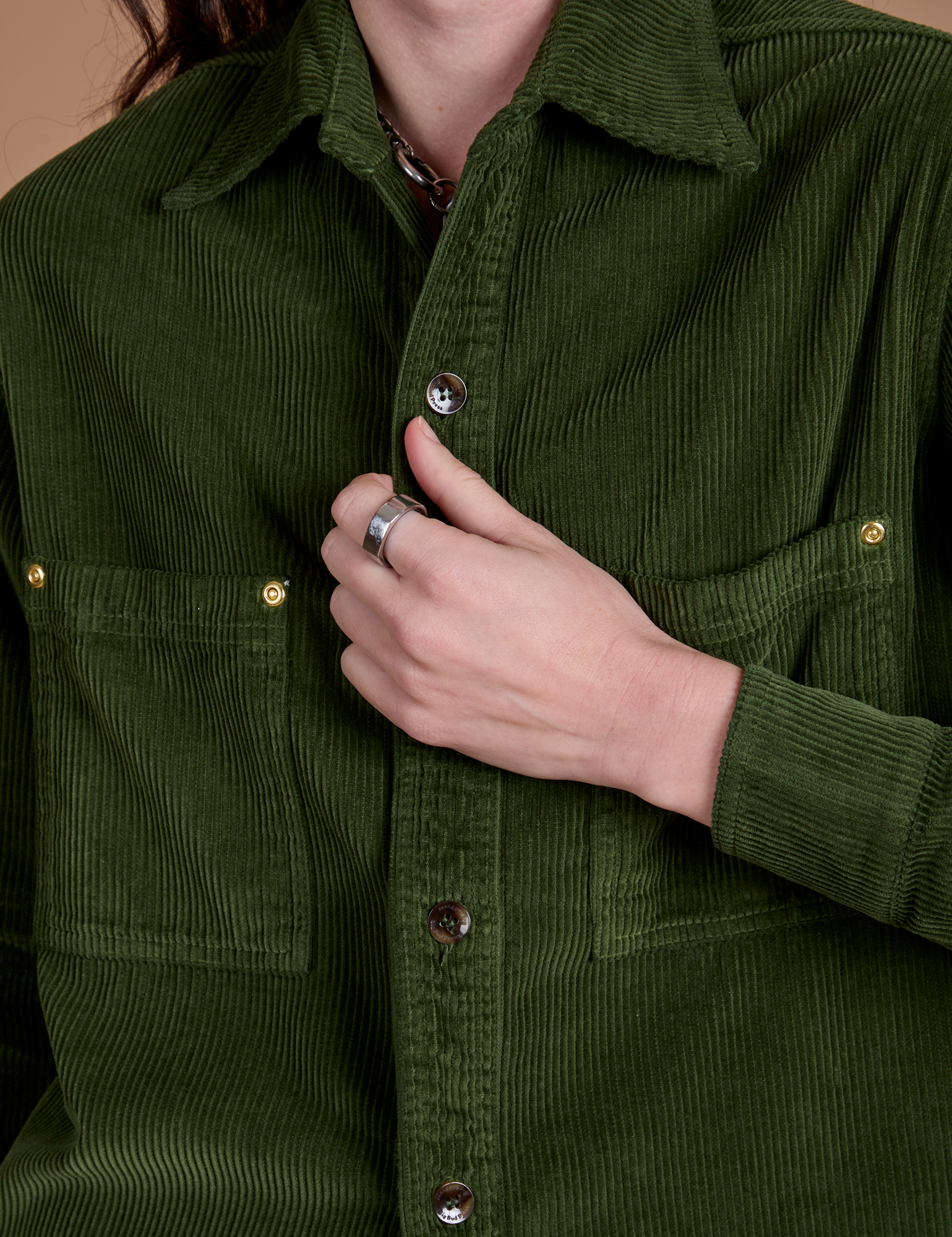 Cropped Corduroy Overshirt - Evergreen