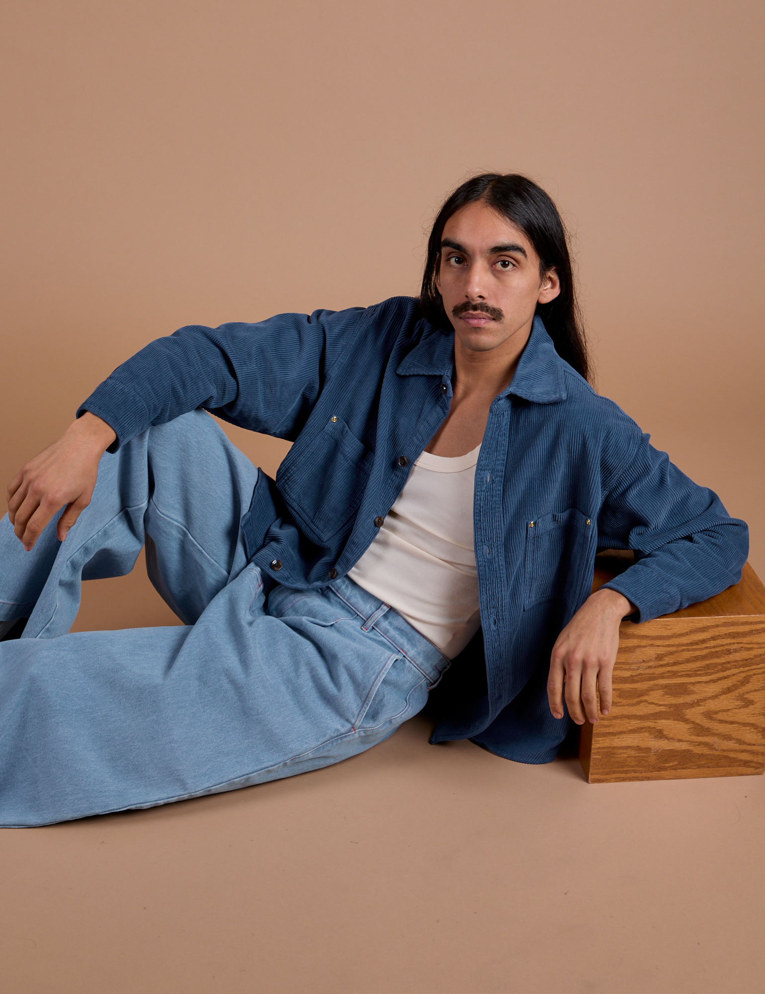 Cropped Corduroy Overshirt - French Blue