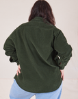 Corduroy Overshirt in Swamp Green back view on Ashley