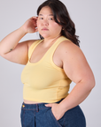 Cropped Tank Top in Butter Yellow side view on Ashley