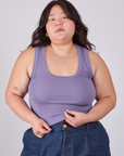Cropped Tank Top in Faded Grape worn by Ashley